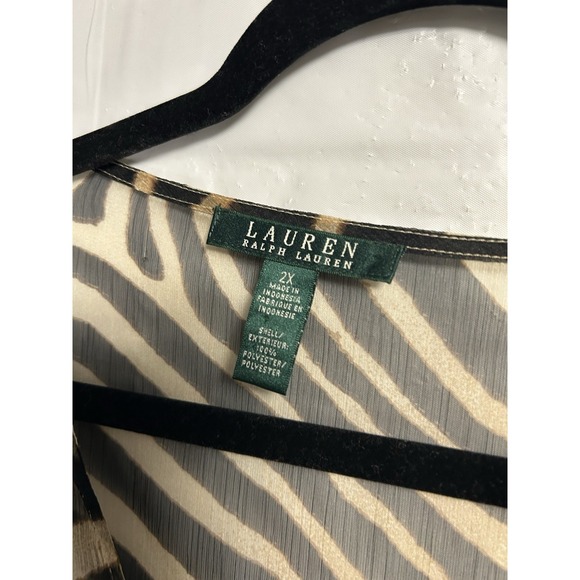 Lauren Ralph Lauren Swim Coverup Women's 2X Plus Zebra Kaftan V-Neck Brown - Picture 4 of 4